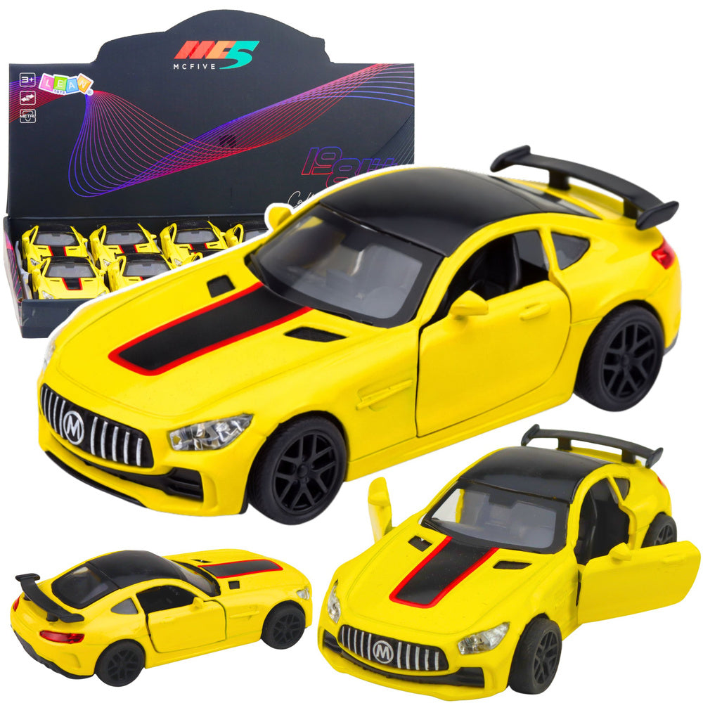 Sportovní auto se světly a zvuky – kovové žluté 1:32