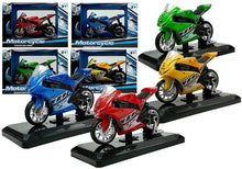 Sportovní motocykl se zvuky 1:18 s natahováním 4 barvy