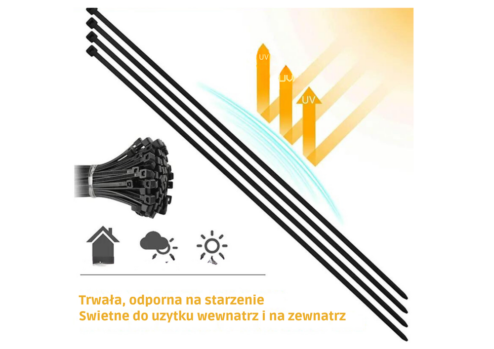 Stahovací pásky na kabely nylonové černé 100 ks 300x3,6 mm