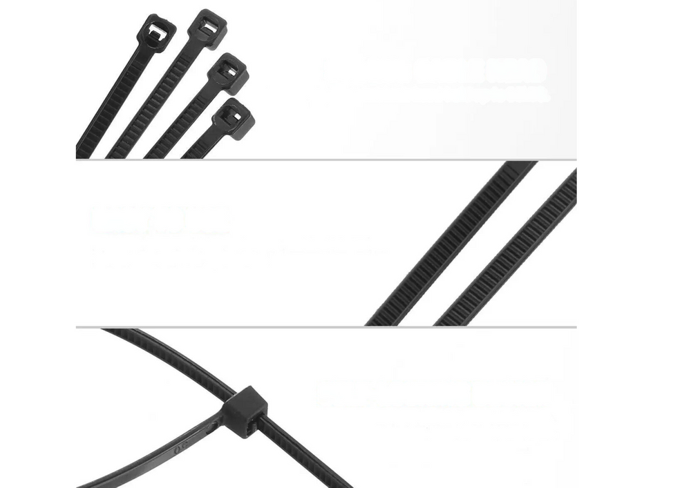 Stahovací pásky na kabely nylonové černé 250x3,6 mm 100 ks