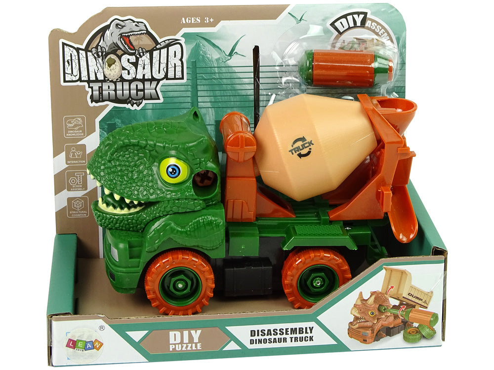 Stavební auto dinosaurus k rozkládání se šroubovákem zelené