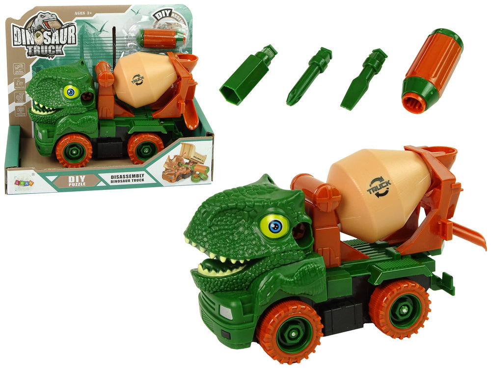 Stavební auto dinosaurus k rozkládání se šroubovákem zelené