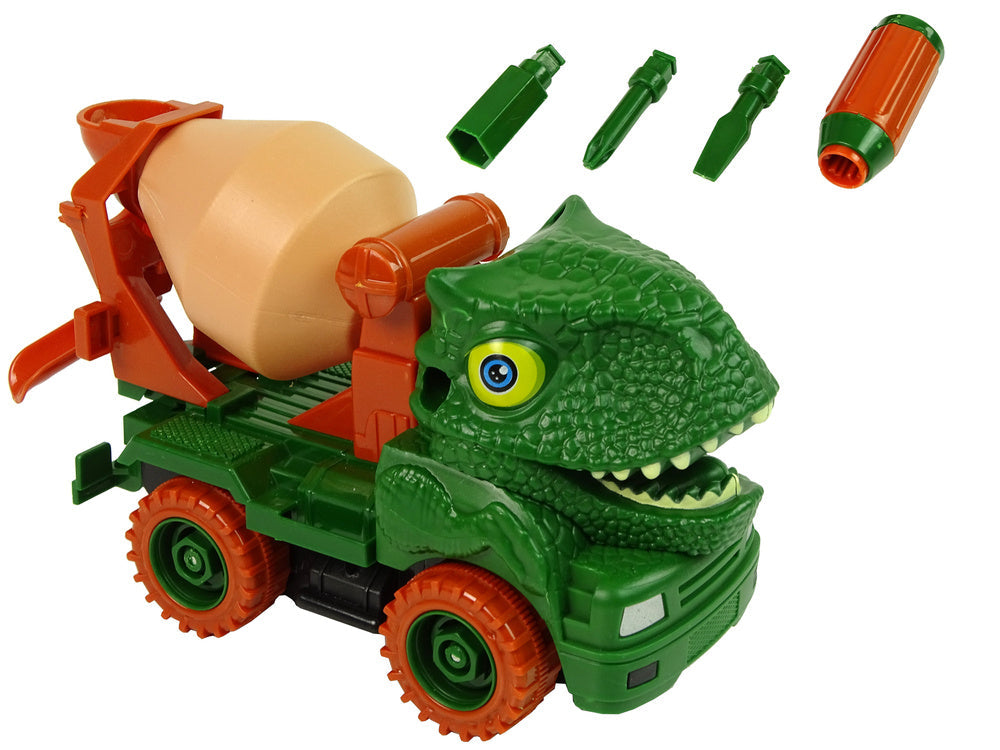 Stavební auto dinosaurus k rozkládání se šroubovákem zelené