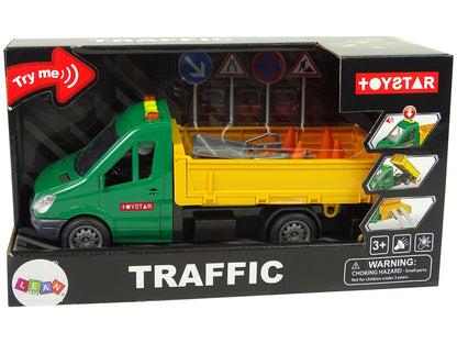 Stavební auto s vyklápěčkou frikční pohon se zvuky zelené