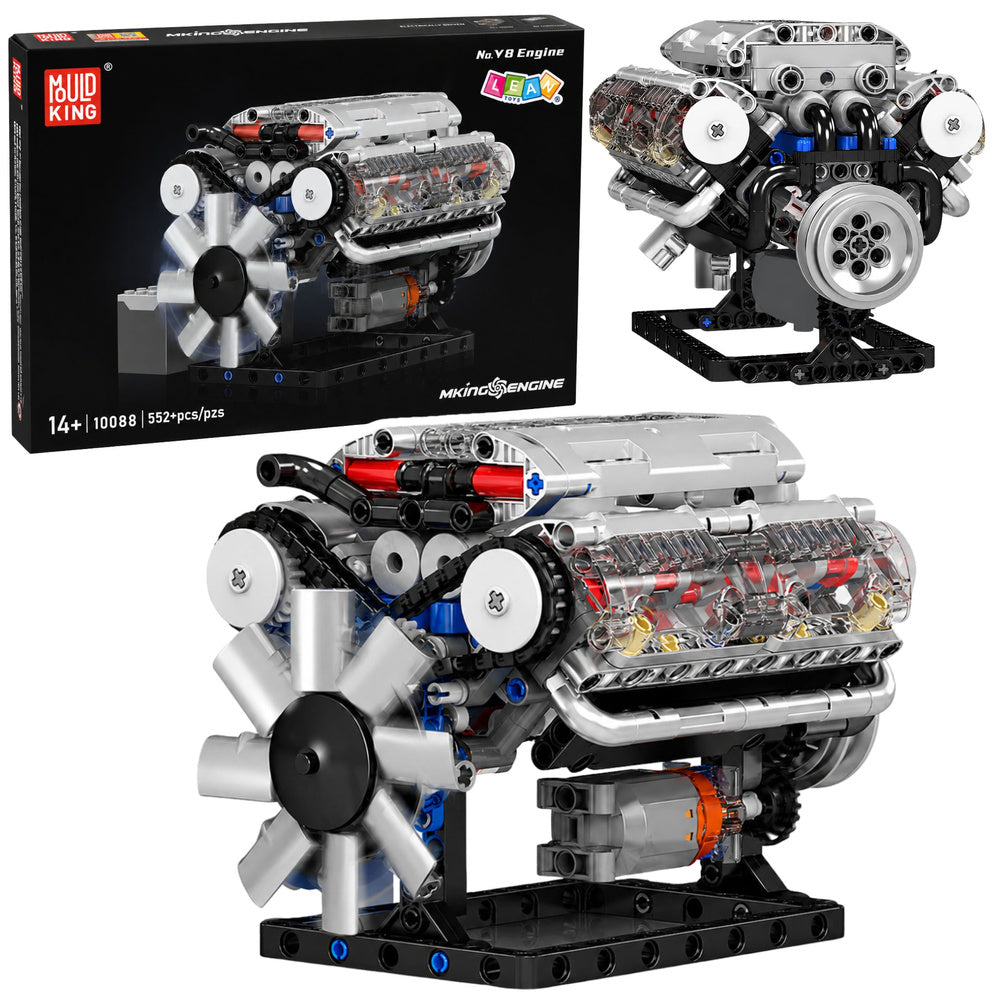 Stavební kostky mechanický model motoru V8 s pohyblivými písty 552 dílů