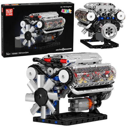 Stavební kostky mechanický model motoru V8 s pohyblivými písty 552 dílů