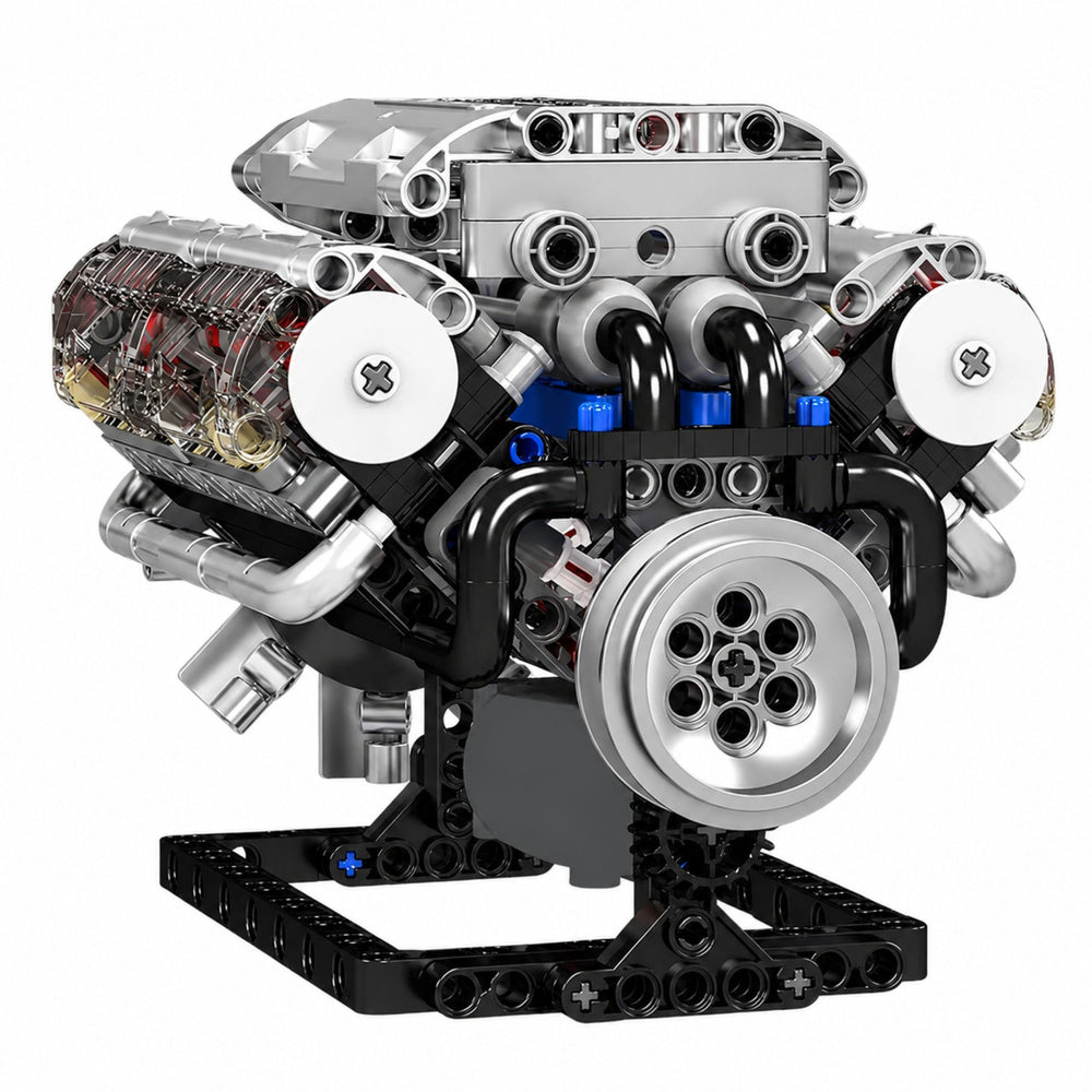 Stavební kostky mechanický model motoru V8 s pohyblivými písty 552 dílů