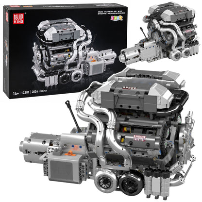 Stavební kostky Motor V8 se skříní – 44 cm