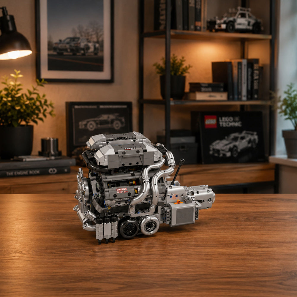 Stavební kostky Motor V8 se skříní – 44 cm