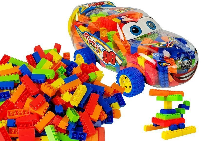 Stavební kostky v autě 35 cm 205 kostek barevné