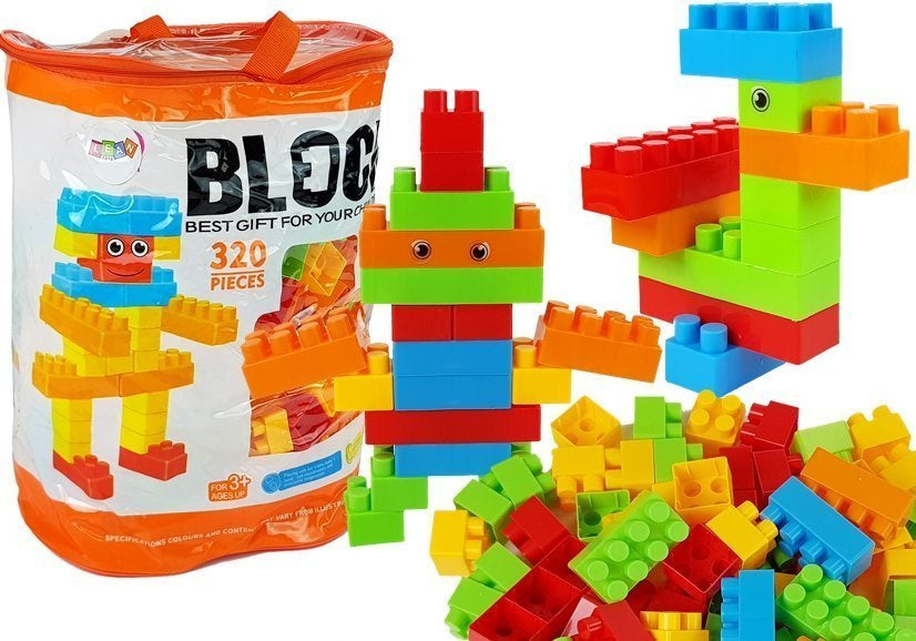 Stavební kostky v pytli 320 kusů barevné velký set