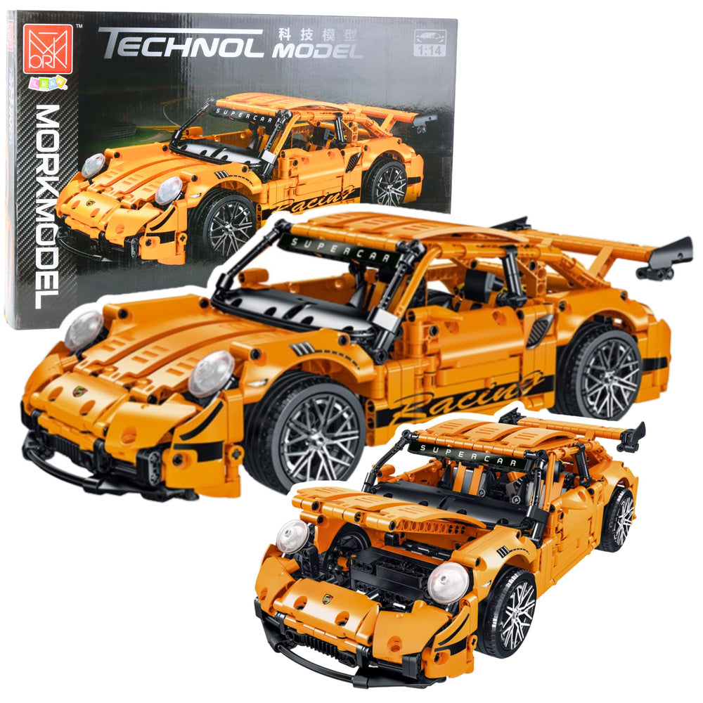 Stavební kostky závodní auto GT 1:14 s 1268 díly – oranžové