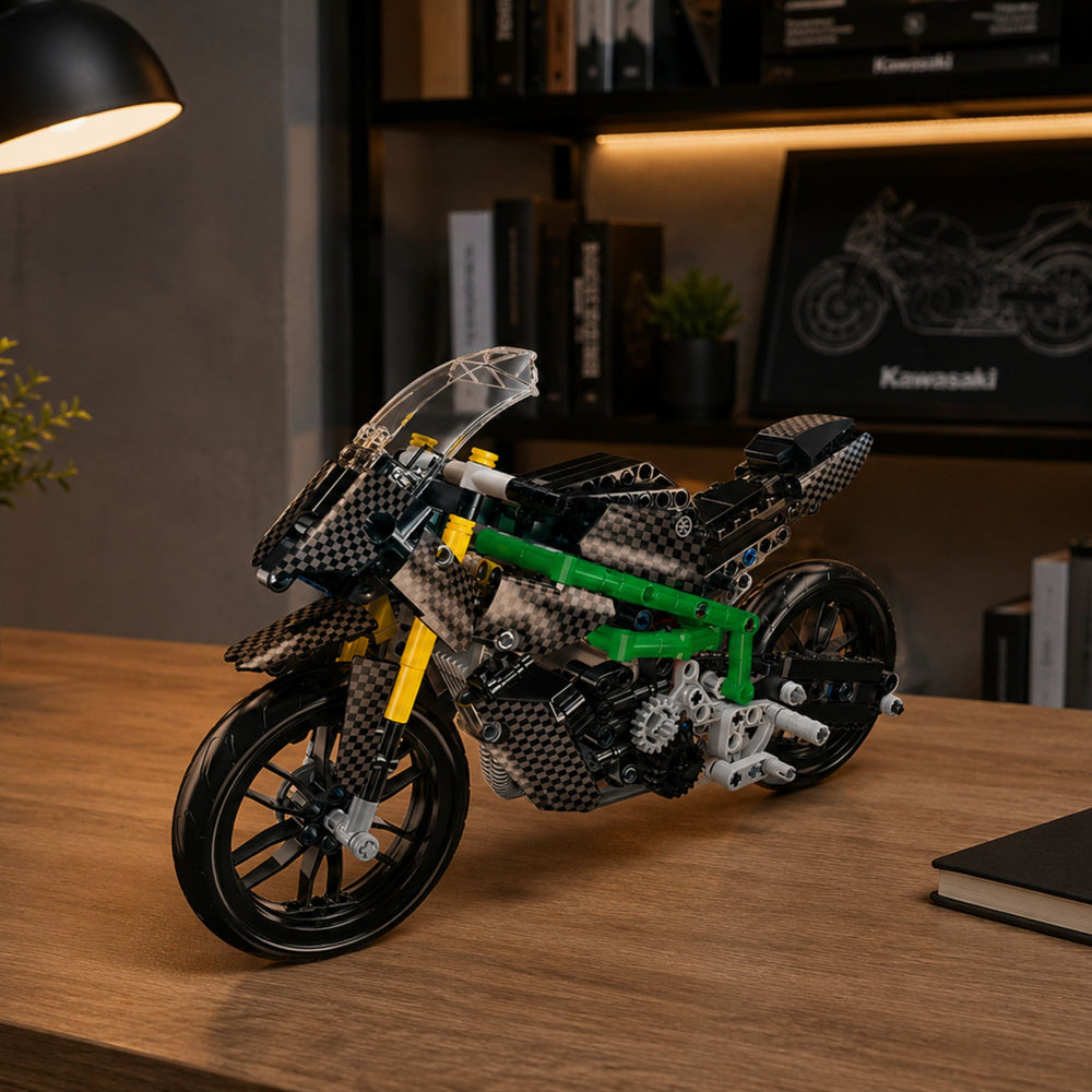 Stavební kostky závodní motocykl sportovní černý 656 dílů