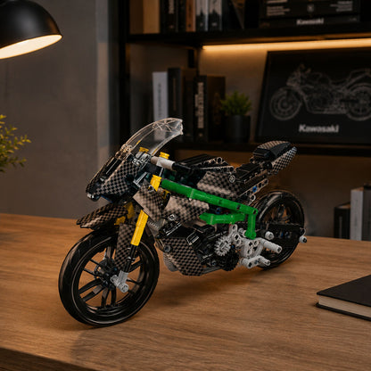 Stavební kostky závodní motocykl sportovní černý 656 dílů