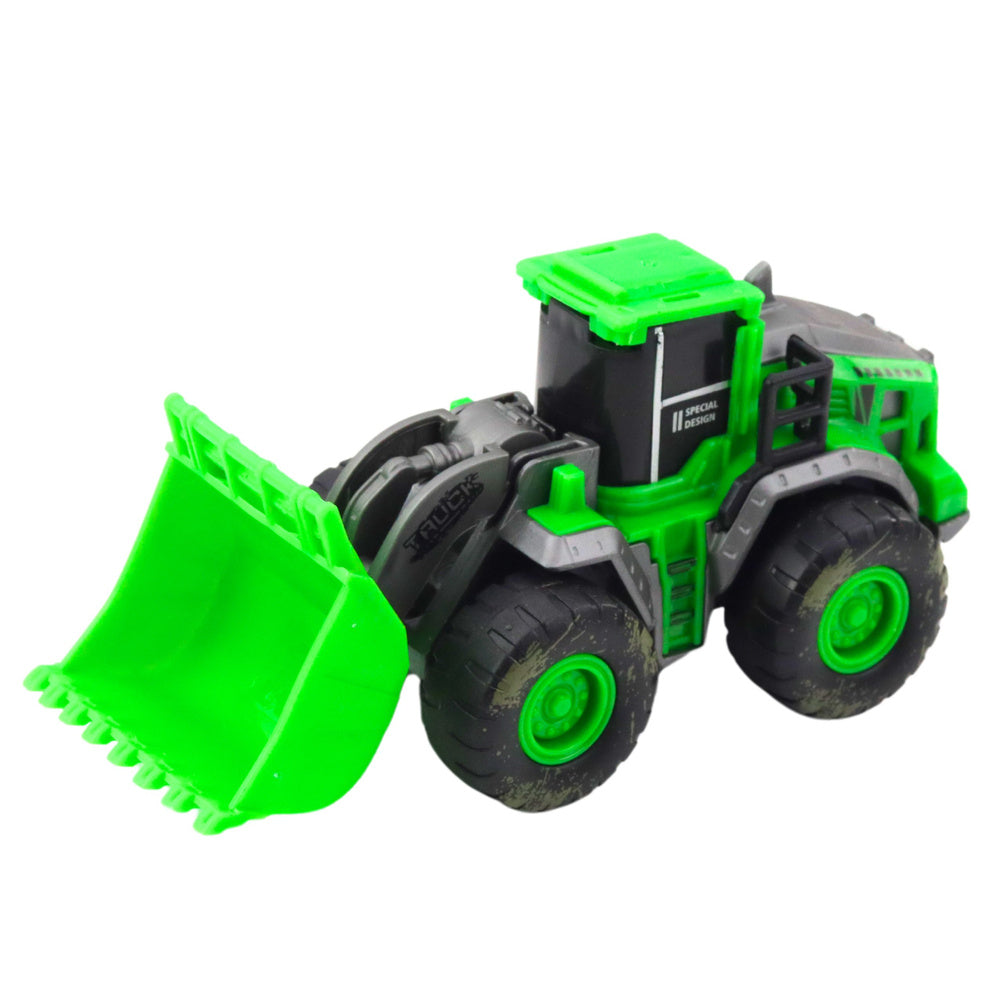 Stavební stroj koparka nakladač buldozer s frikčním pohonem zelený