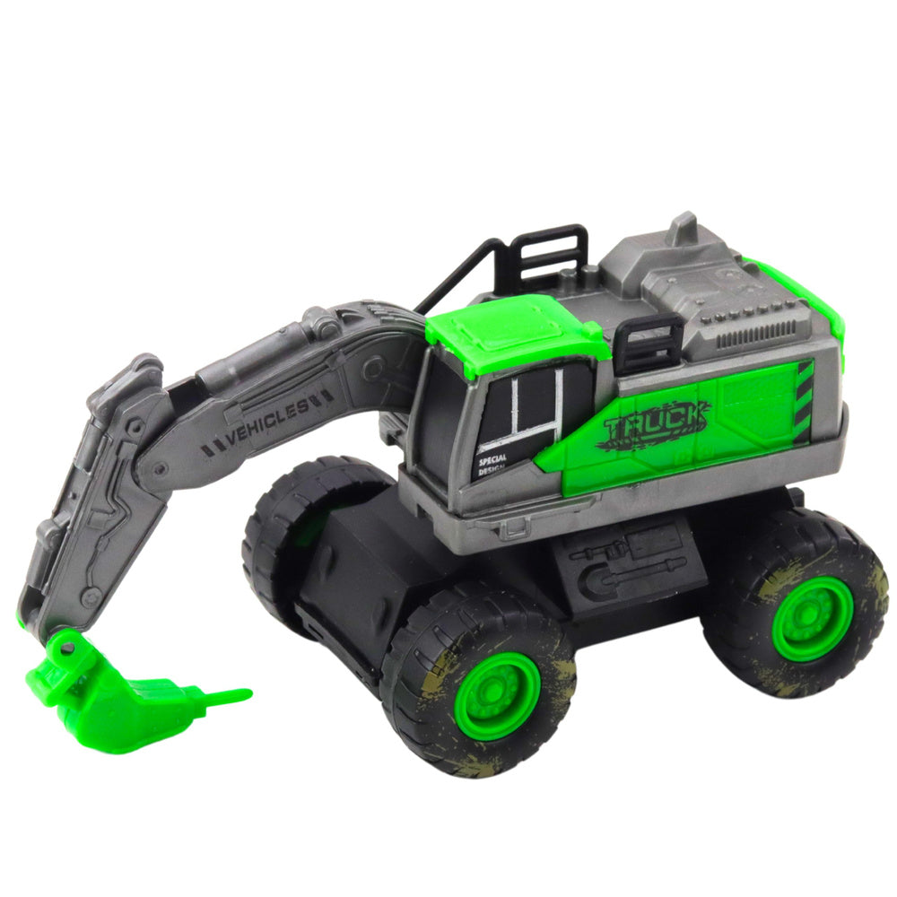 Stavební stroj koparka nakladač buldozer s frikčním pohonem zelený