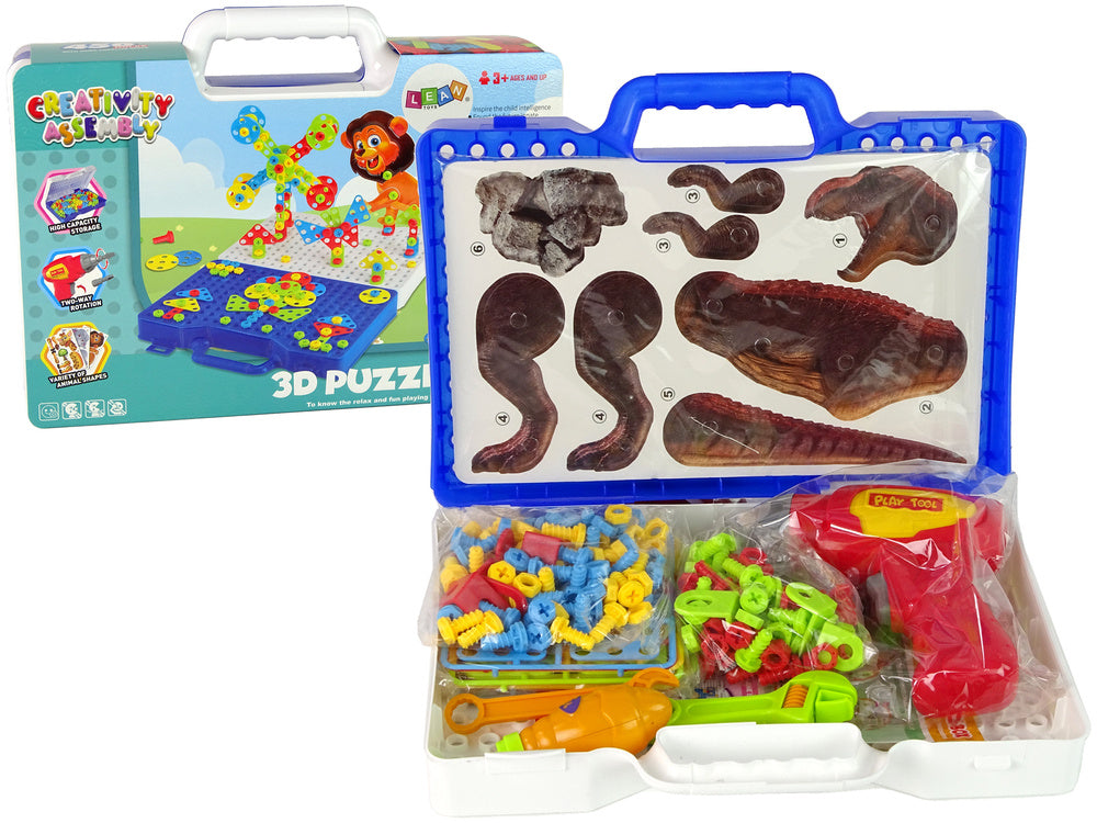 Stavebnice 3D dinosauři s nářadím a kufříkem