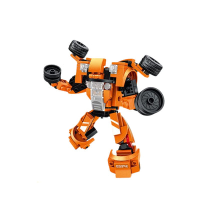 Stavebnice auto robot 2v1 – pull back pohon 354 dílů | oranžová