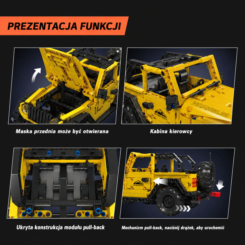 Stavebnice auto terénní vozidlo Wrangler žluté 746 dílků