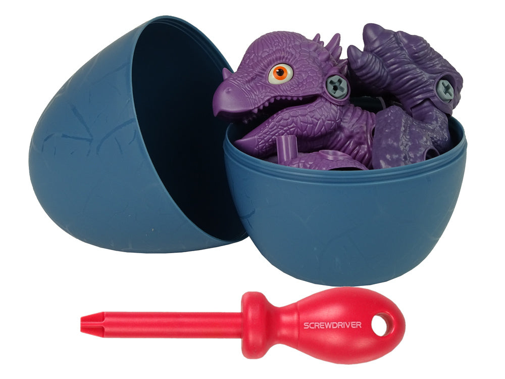 Stavebnice dinosaura Stygimoloch s vajíčkem a šroubovákem fialový