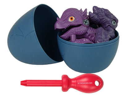 Stavebnice dinosaura Stygimoloch s vajíčkem a šroubovákem fialový