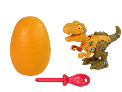 Stavebnice dinosaura Tyrannosaurus Rex s vajíčkem a šroubovákem oranžový
