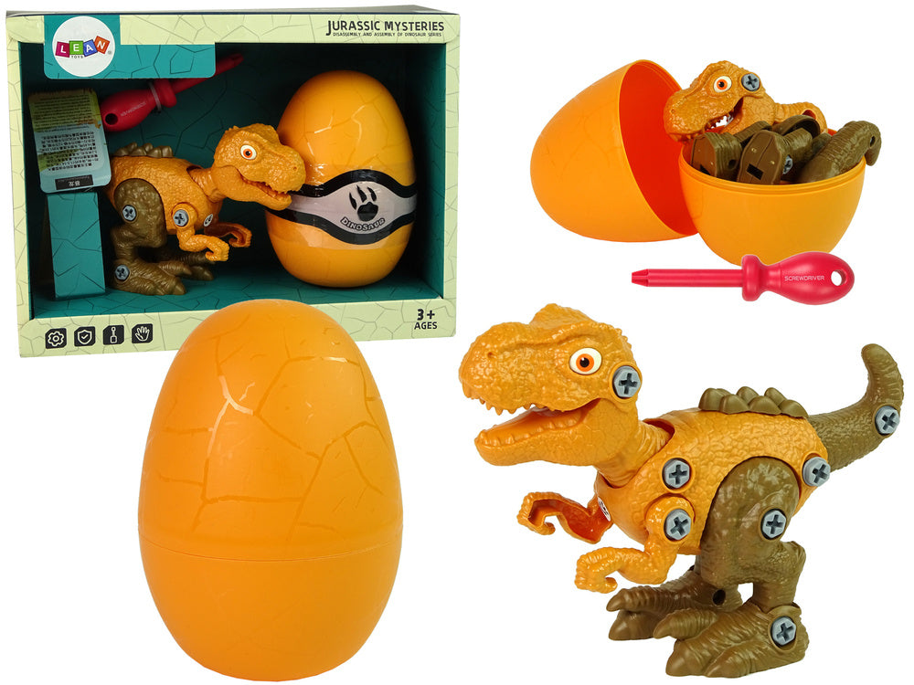 Stavebnice dinosaura Tyrannosaurus Rex s vajíčkem a šroubovákem oranžový