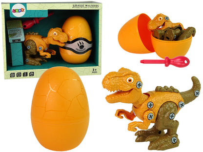 Stavebnice dinosaura Tyrannosaurus Rex s vajíčkem a šroubovákem oranžový