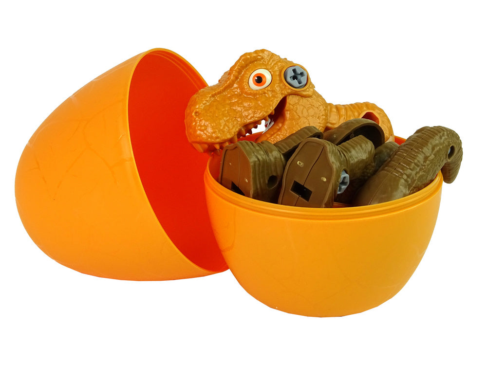 Stavebnice dinosaura Tyrannosaurus Rex s vajíčkem a šroubovákem oranžový