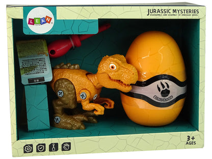 Stavebnice dinosaura Tyrannosaurus Rex s vajíčkem a šroubovákem oranžový