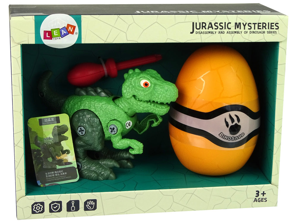Stavebnice dinosaura Tyrannosaurus Rex s vajíčkem a šroubovákem zelený
