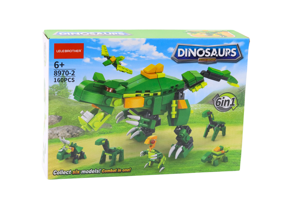 Stavebnice dinosaurů 6v1 se 160 díly – zelená
