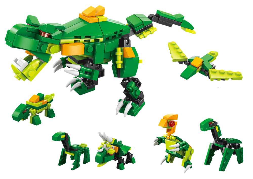 Stavebnice dinosaurů 6v1 se 160 díly – zelená