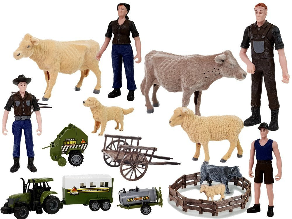 Stavebnice farma s traktorem a zvířaty – velký set DIY