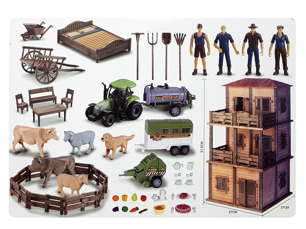 Stavebnice farma s traktorem a zvířaty – velký set DIY