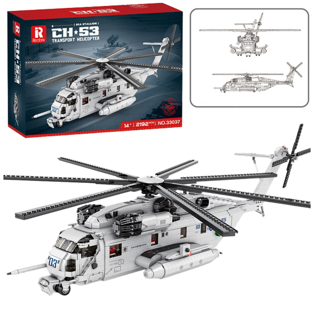 Stavebnice helikopter CH 53 transportní 2192 dílů šedo bílý