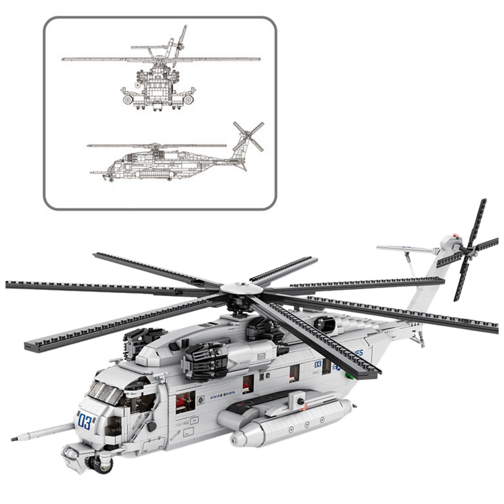 Stavebnice helikopter CH 53 transportní 2192 dílů šedo bílý