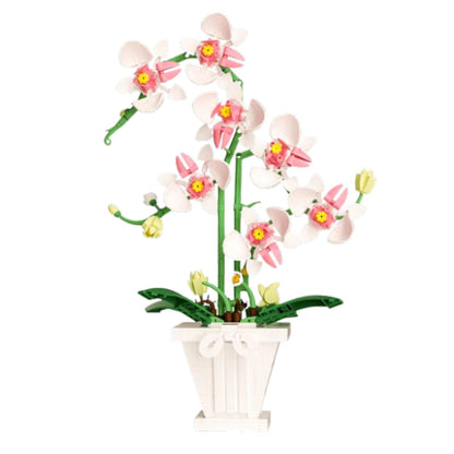 Stavebnice orchidej v květináči – 718 dílů | růžovo bílá