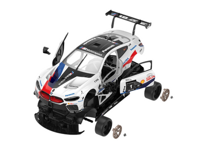Stavebnice RC auto BMW M8 GTE 1:18 s dálkovým ovládáním bílé