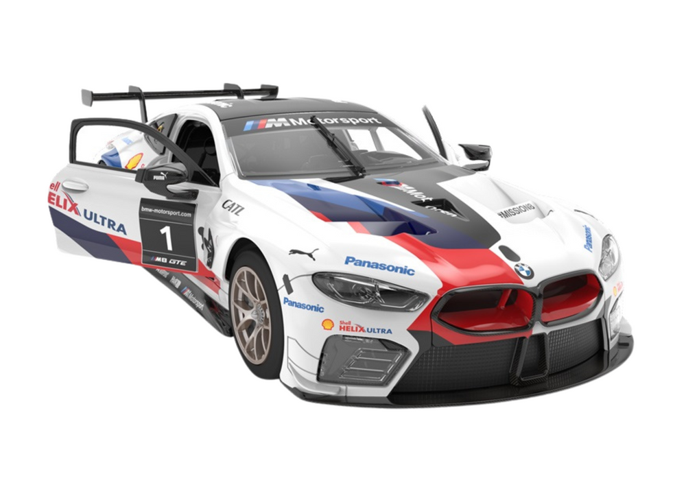 Stavebnice RC auto BMW M8 GTE 1:18 s dálkovým ovládáním bílé