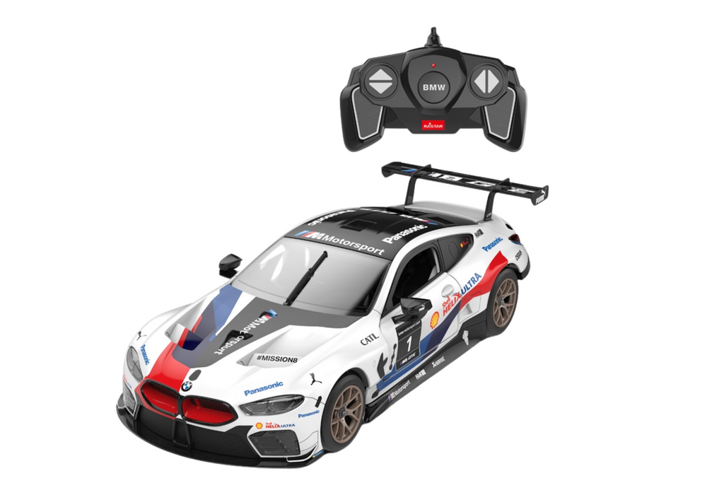 Stavebnice RC auto BMW M8 GTE 1:18 s dálkovým ovládáním bílé