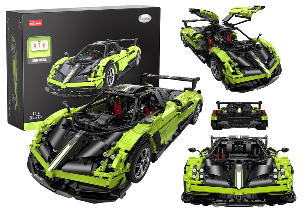 Stavebnice RC auto Pagani Huayra BC 1:8 s pilotem 2896 dílů zelené