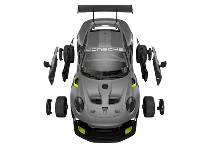 Stavebnice RC auto Porsche 911 GT2 1:18 – Rastar 68 dílů šedé
