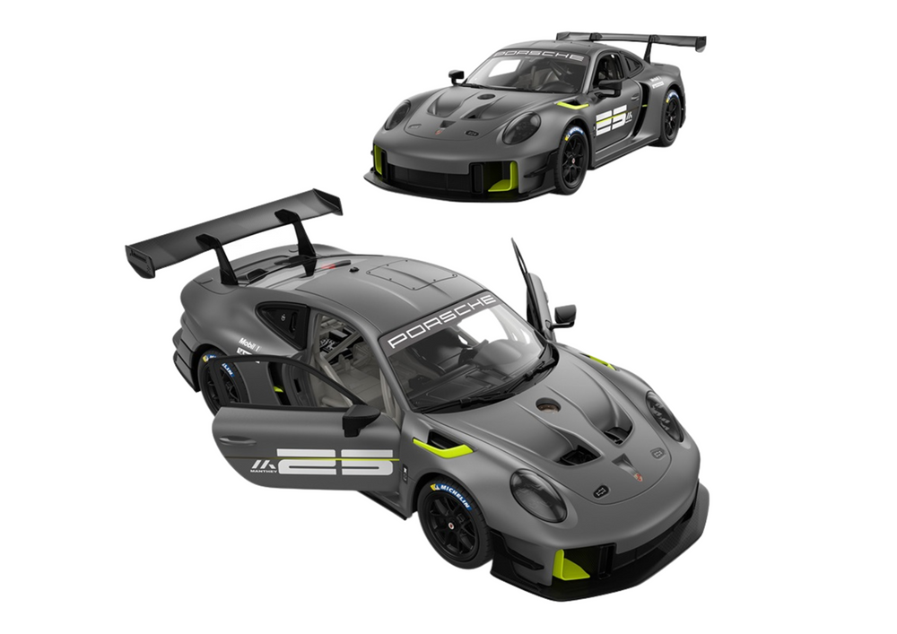 Stavebnice RC auto Porsche 911 GT2 1:18 – Rastar 68 dílů šedé