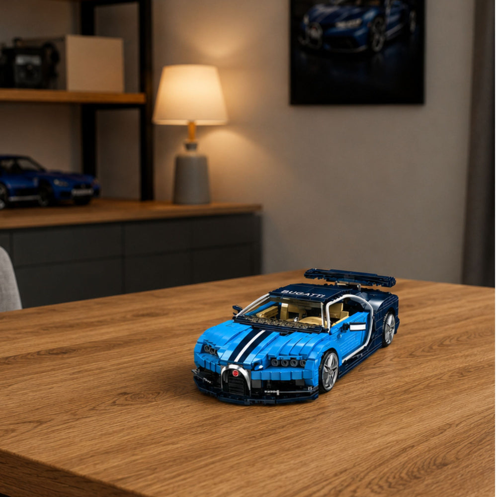 Stavebnice sportovního auta Bugatti modrá 1212 dílků