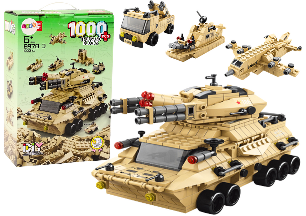 Stavebnice vojenský tank 1000 dílů – s instrukcemi písková
