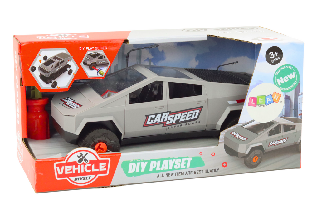 Stavebnicové auto s šroubovákem DIY rozkládací šedé
