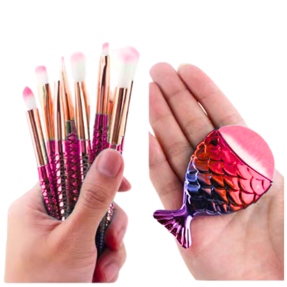 Štětce na make up syrení ocas 8 ks fialovo růžové