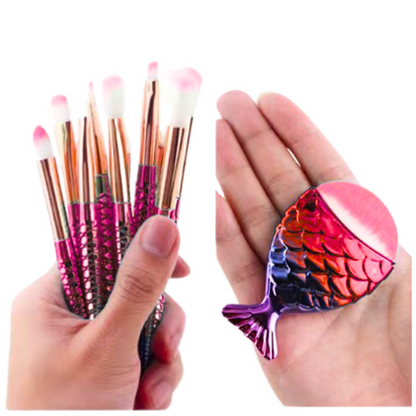 Štětce na make up syrení ocas 8 ks fialovo růžové