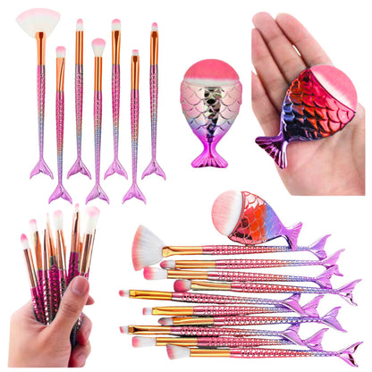 Štětce na make up syrení ocas 8 ks fialovo růžové